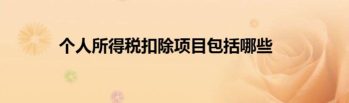个人所得税扣除项目包括哪些