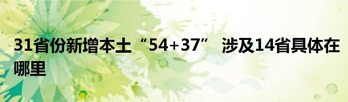 31省份新增本土“54+37” 涉及14省具体在哪里