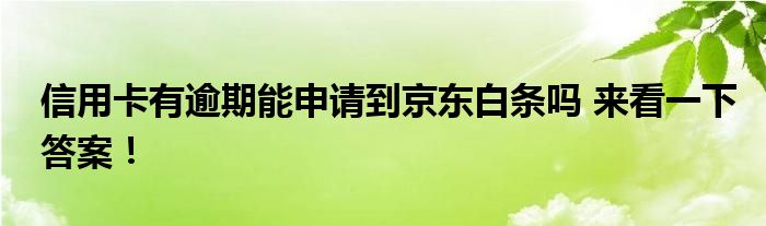 信用卡有逾期能申请到京东白条吗 来看一下答案！