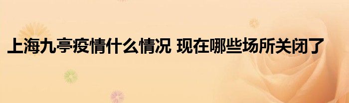 上海九亭疫情什么情况 现在哪些场所关闭了
