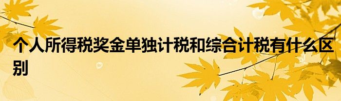 个人所得税奖金单独计税和综合计税有什么区别