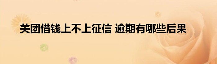 美团借钱上不上征信 逾期有哪些后果
