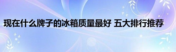 现在什么牌子的冰箱质量最好 五大排行推荐