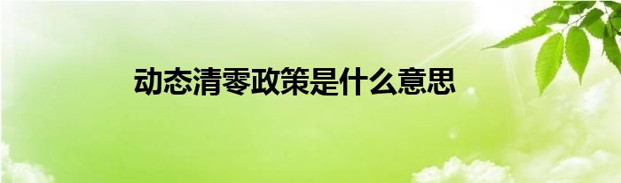 动态清零政策是什么意思