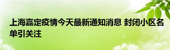 上海嘉定疫情今天最新通知消息 封闭小区名单引关注
