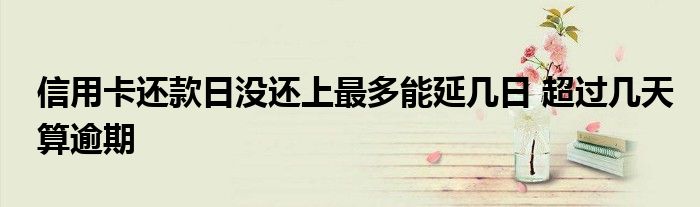 信用卡还款日没还上最多能延几日 超过几天算逾期