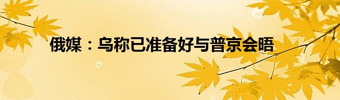 俄媒：乌称已准备好与普京会晤