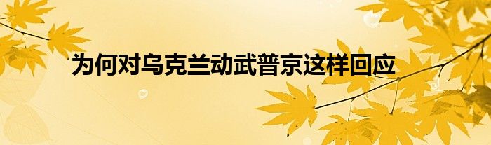 为何对乌克兰动武普京这样回应