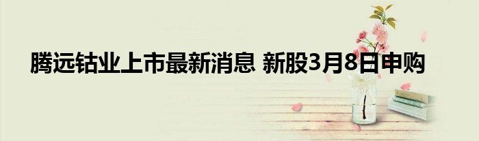 腾远钴业上市最新消息 新股3月8日申购