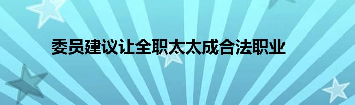 委员建议让全职太太成合法职业