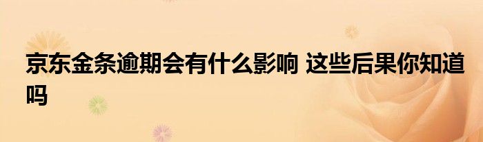 京东金条逾期会有什么影响 这些后果你知道吗