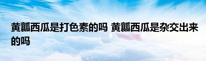 黄瓤西瓜是打色素的吗 黄瓤西瓜是杂交出来的吗