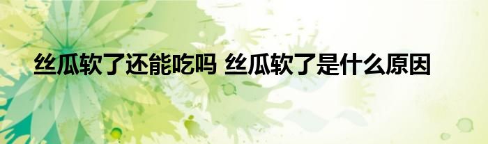 丝瓜软了还能吃吗 丝瓜软了是什么原因