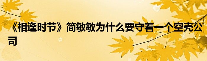 《相逢时节》简敏敏为什么要守着一个空壳公司