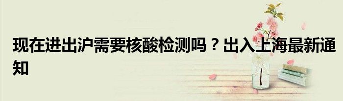 现在进出沪需要核酸检测吗？出入上海最新通知