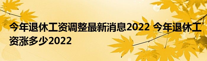 今年退休工资调整最新消息2022 今年退休工资涨多少2022