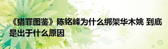 《猎罪图鉴》陈铭峰为什么绑架华木姚 到底是出于什么原因