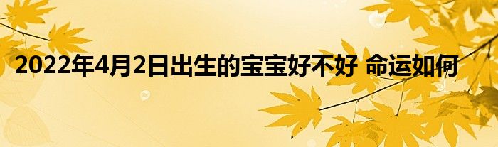 2022年4月2日出生的宝宝好不好 命运如何