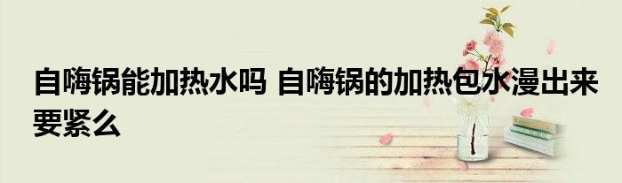 自嗨锅能加热水吗 自嗨锅的加热包水漫出来要紧么