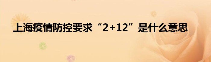 上海疫情防控要求“2+12”是什么意思