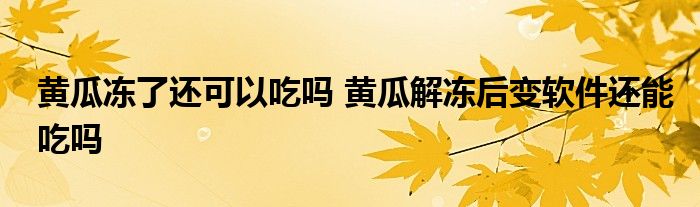 黄瓜冻了还可以吃吗 黄瓜解冻后变软件还能吃吗