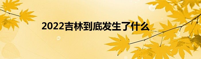 2022吉林到底发生了什么