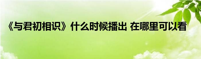 《与君初相识》什么时候播出 在哪里可以看