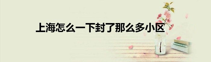 上海怎么一下封了那么多小区