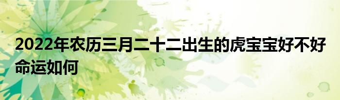 2022年农历三月二十二出生的虎宝宝好不好 命运如何