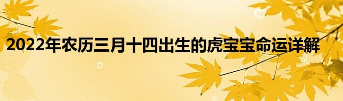 2022年农历三月十四出生的虎宝宝命运详解