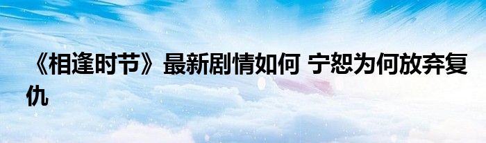 《相逢时节》最新剧情如何 宁恕为何放弃复仇