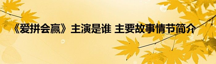 《爱拼会赢》主演是谁 主要故事情节简介