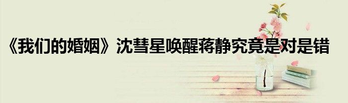 《我们的婚姻》沈彗星唤醒蒋静究竟是对是错
