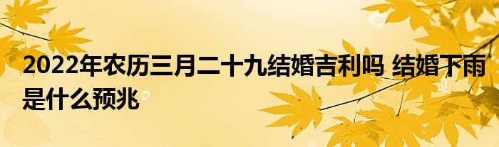 2022年农历三月二十九结婚吉利吗 结婚下雨是什么预兆