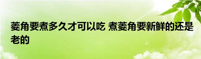 菱角要煮多久才可以吃 煮菱角要新鲜的还是老的