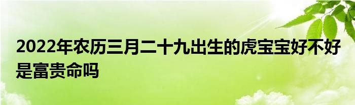 2022年农历三月二十九出生的虎宝宝好不好 是富贵命吗