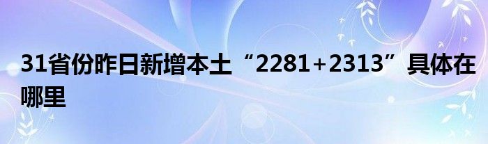 31省份昨日新增本土“2281+2313”具体在哪里