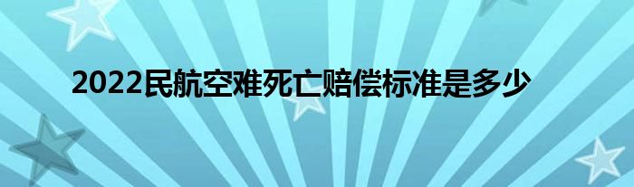 2022民航空难死亡赔偿标准是多少