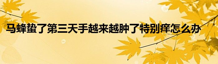 马蜂蛰了第三天手越来越肿了特别痒怎么办