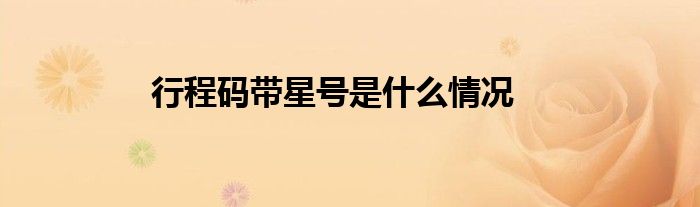 行程码带星号是什么情况