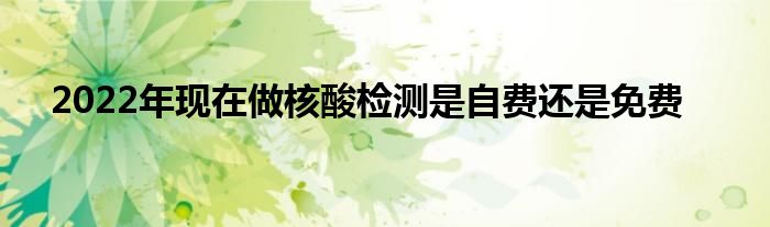 2022年现在做核酸检测是自费还是免费