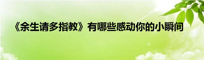 《余生请多指教》有哪些感动你的小瞬间