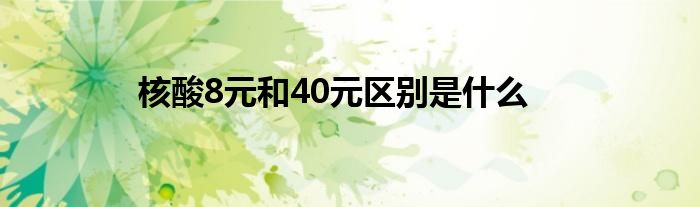 核酸8元和40元区别是什么
