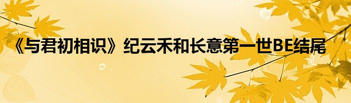 《与君初相识》纪云禾和长意第一世BE结尾