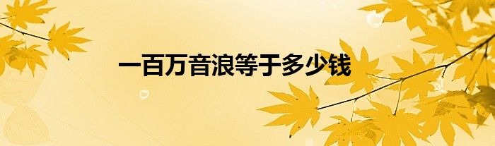 一百万音浪等于多少钱