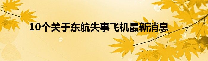 10个关于东航失事飞机最新消息
