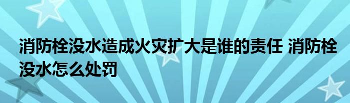消防栓没水造成火灾扩大是谁的责任 消防栓没水怎么处罚