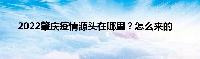 2022肇庆疫情源头在哪里？怎么来的