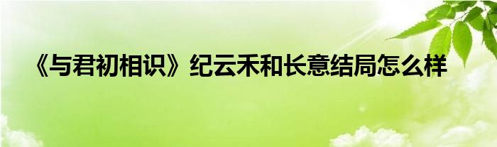 《与君初相识》纪云禾和长意结局怎么样