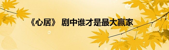 《心居》 剧中谁才是最大赢家